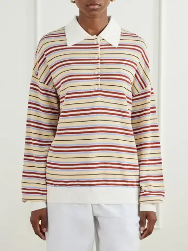 Faithfull Harlow Striped Knitted Polo Shirt | Thumbnail 3