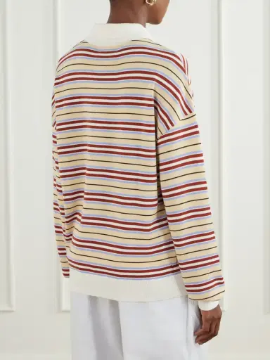 Faithfull Harlow Striped Knitted Polo Shirt | Thumbnail 4