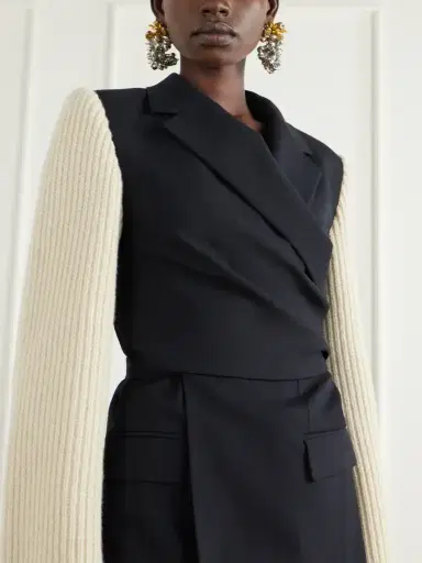 Dries Van Noten Ribbed Wool And Cashmere-blend Trimmed Wool-twill Jacket | Thumbnail 4