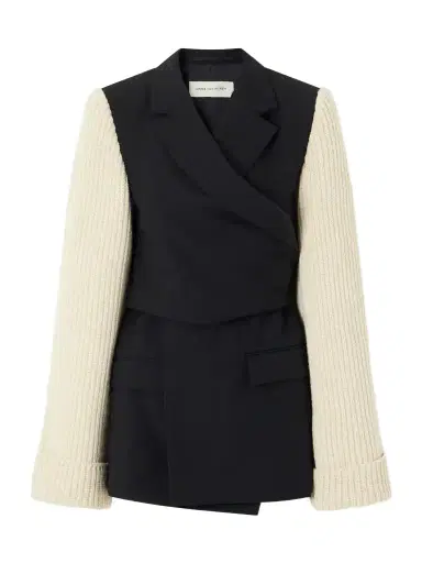 Dries Van Noten Ribbed Wool And Cashmere-blend Trimmed Wool-twill Jacket | Thumbnail 1