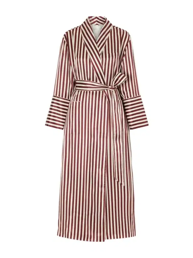 Olivia von Halle Capability Belted Striped Silk-satin Robe