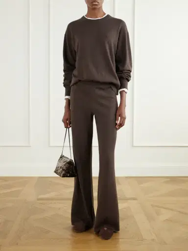 ÉTERNE Cotton And Cashmere-blend Wide-leg Pants | Thumbnail 2