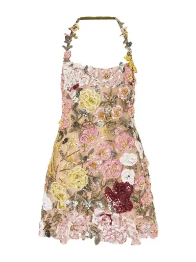 Oscar de la Renta Embellished Embroidered Tulle Mini Dress | Thumbnail 1