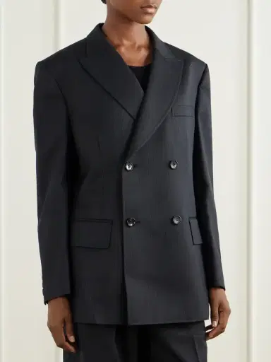 Junya Watanabe Pinstriped Wool-blend Double-breasted Blazer | Thumbnail 3 Junya Watanabe Pinstriped Wool-blend Double-breasted Blazer | Thumbnail 3