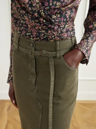 Dries Van Noten Belted Cotton-twill Midi Skirt | Thumbnail 5