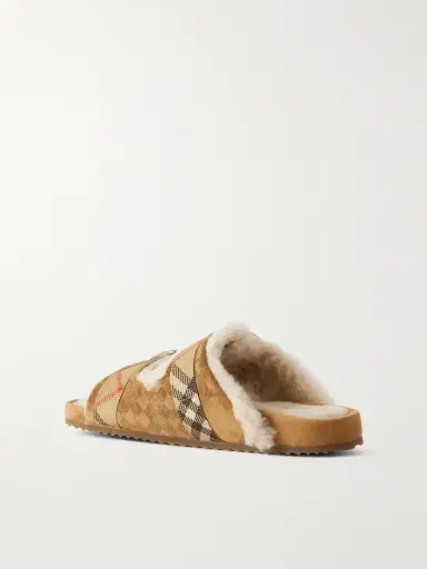 Burberry Shearling-trimmed Suede Sandals | Thumbnail 3 Burberry Shearling-trimmed Suede Sandals | Thumbnail 3