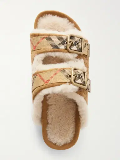 Burberry Shearling-trimmed Suede Sandals | Thumbnail 6 Burberry Shearling-trimmed Suede Sandals | Thumbnail 6