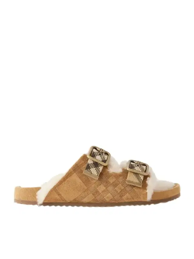 Shearling-trimmed Suede Sandals