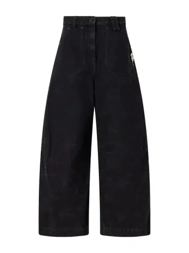 Simone Rocha Embellished Floral-print Mid-rise Wide-leg Jeans | Thumbnail 1 Simone Rocha Embellished Floral-print Mid-rise Wide-leg Jeans | Thumbnail 1