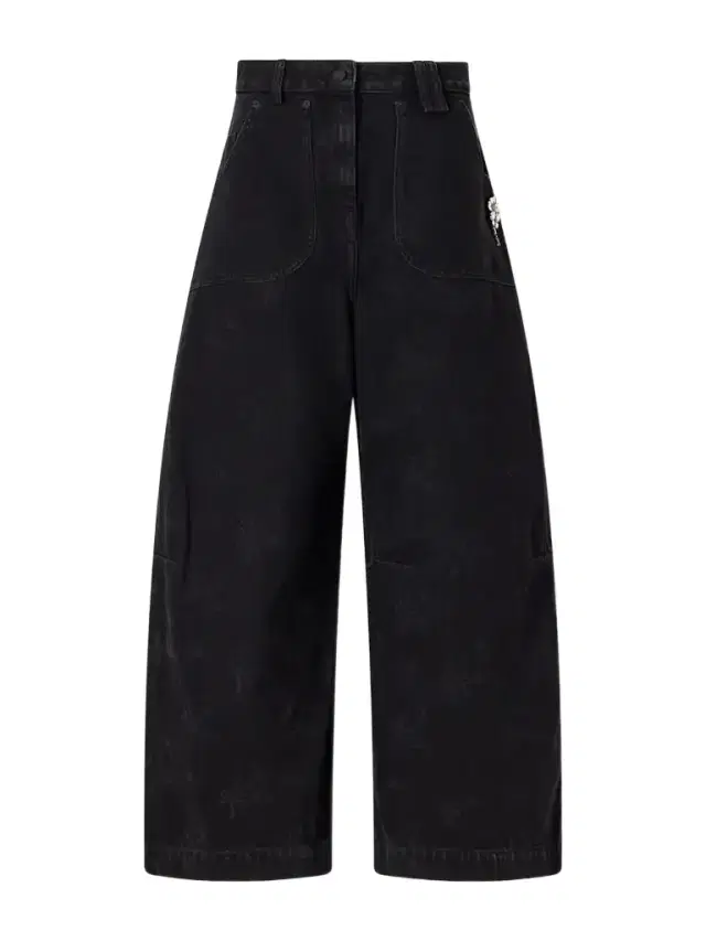 Simone Rocha Embellished Floral-print Mid-rise Wide-leg Jeans