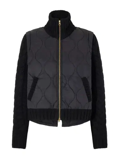 Veronica Beard Patra Padded Cable-knit Wool-blend And Quilted Shell Jacket | Thumbnail 1 Veronica Beard Patra Padded Cable-knit Wool-blend And Quilted Shell Jacket | Thumbnail 1