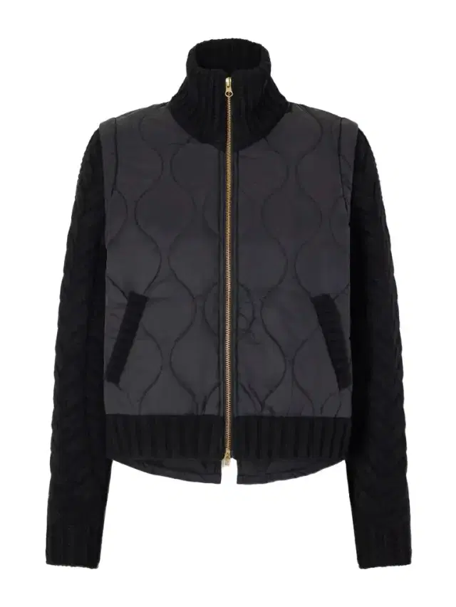 Veronica Beard Patra Padded Cable-knit Wool-blend And Quilted Shell Jacket