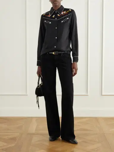 BODE Checkers Western Embroidered Poplin Blouse | Thumbnail 2