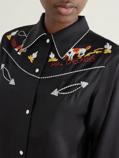 BODE Checkers Western Embroidered Poplin Blouse | Thumbnail 5