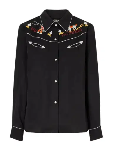 BODE Checkers Western Embroidered Poplin Blouse | Thumbnail 1