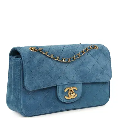 Chanel Chanel Mini "Souplissimo" Flap Bag Blue Suede Gold Hardware | Thumbnail 2 Chanel Chanel Mini "Souplissimo" Flap Bag Blue Suede Gold Hardware | Thumbnail 2