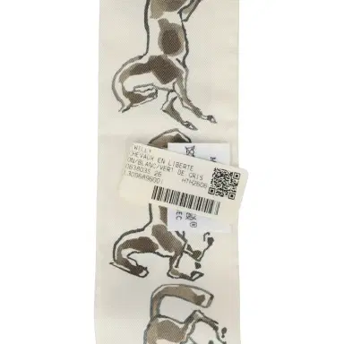 HERMÈS Hermes "Chevaux En Liberte" Bronze, Vert De Gris, Blanc Multi Silk Twilly Pair | Thumbnail 5