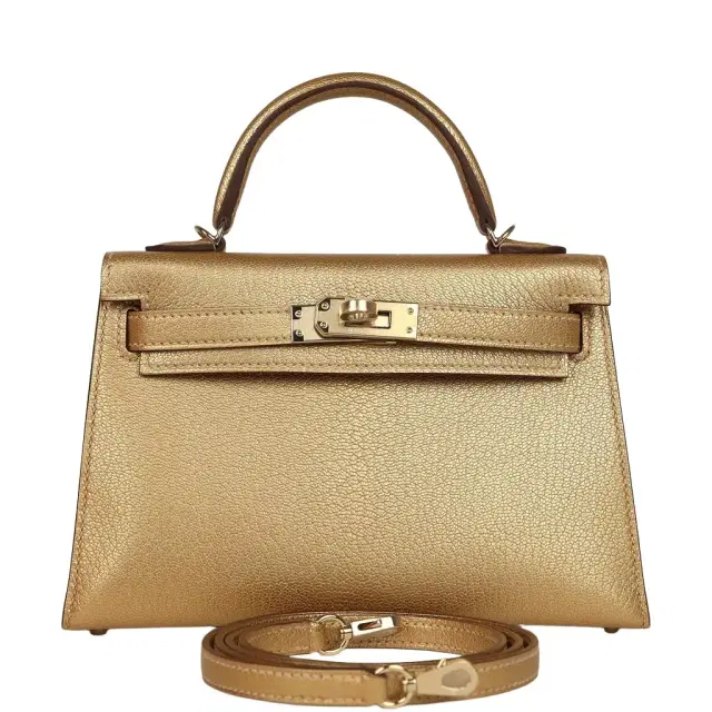 HERMÈS Hermes Kelly Sellier 20 Dore Chevre Chamkilight Permabrass Hardware