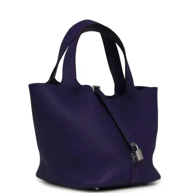 HERMÈS Hermes Picotin Lock 22 Purple Clemence Palladium Hardware | Thumbnail 2