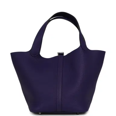 HERMÈS Hermes Picotin Lock 22 Purple Clemence Palladium Hardware | Thumbnail 4