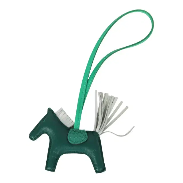 HERMÈS Hermes Rodeo Bag Charm PM Touch Malachite, Bleu Brume Milo Lambskin, Menthe Matte Alligator Touch