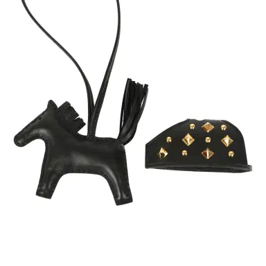 HERMÈS Hermes Rodeo Rock Bag Charm PM Black Milo Lambskin Gold Hardware | Thumbnail 3 HERMÈS Hermes Rodeo Rock Bag Charm PM Black Milo Lambskin Gold Hardware | Thumbnail 3