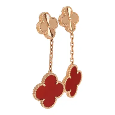Van Cleef & Arpels Pre-owned Van Cleef & Arpels Magic Alhambra 2 Motif Earrings Carnelian 18K Rose Gold | Thumbnail 2 Van Cleef & Arpels Pre-owned Van Cleef & Arpels Magic Alhambra 2 Motif Earrings Carnelian 18K Rose Gold | Thumbnail 2