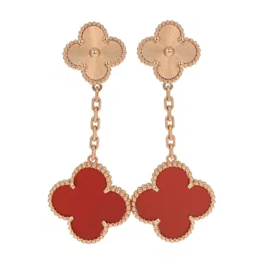 Van Cleef & Arpels Pre-owned Van Cleef & Arpels Magic Alhambra 2 Motif Earrings Carnelian 18K Rose Gold | Thumbnail 1 Van Cleef & Arpels Pre-owned Van Cleef & Arpels Magic Alhambra 2 Motif Earrings Carnelian 18K Rose Gold | Thumbnail 1