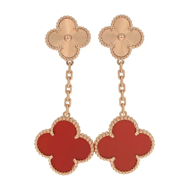 Van Cleef & Arpels Pre-owned Van Cleef & Arpels Magic Alhambra 2 Motif Earrings Carnelian 18K Rose Gold