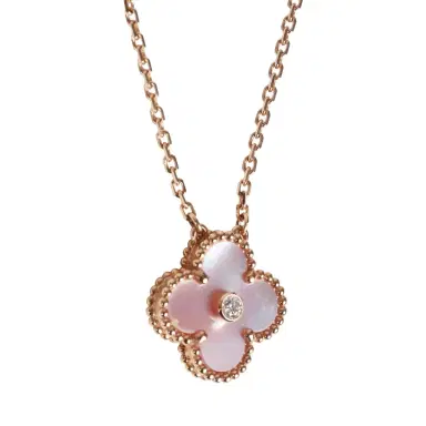 Van Cleef & Arpels Van Cleef & Arpels 2025 Holiday Vintage Alhambra Pendant Necklace Pink Mother Of Pearl 18K Rose Gold & Diamonds | Thumbnail 3 Van Cleef & Arpels Van Cleef & Arpels 2025 Holiday Vintage Alhambra Pendant Necklace Pink Mother Of Pearl 18K Rose Gold & Diamonds | Thumbnail 3