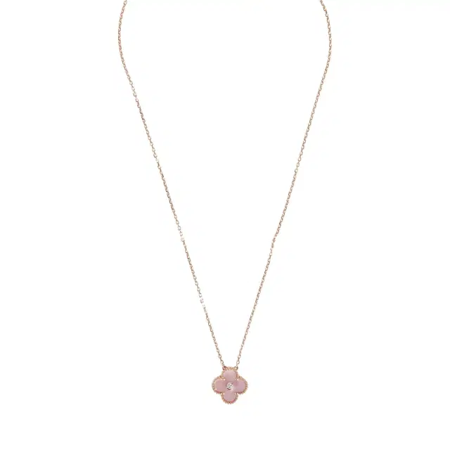Van Cleef & Arpels Van Cleef & Arpels 2025 Holiday Vintage Alhambra Pendant Necklace Pink Mother Of Pearl 18K Rose Gold & Diamonds