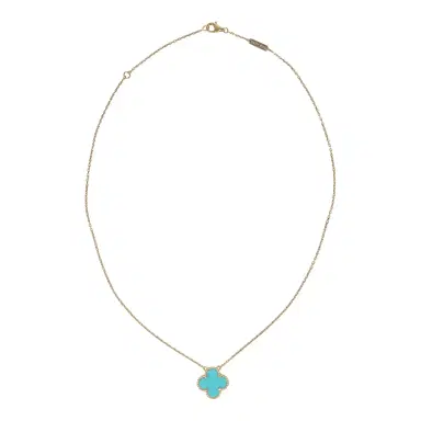 Van Cleef & Arpels Van Cleef & Arpels Vintage Alhambra Motif Pendant Necklace Turquoise 18K Yellow Gold | Thumbnail 5 Van Cleef & Arpels Van Cleef & Arpels Vintage Alhambra Motif Pendant Necklace Turquoise 18K Yellow Gold | Thumbnail 5