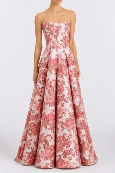 Markarian Laila Pink Metallic Floral Gown | Thumbnail 2 Markarian Laila Pink Metallic Floral Gown | Thumbnail 2