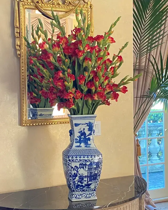 Winward Home Red Gladiolus in Vase