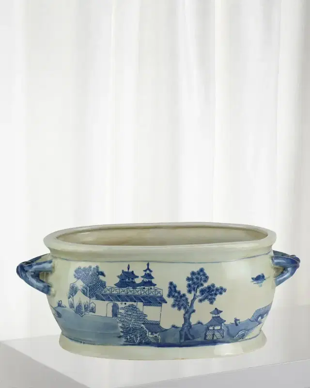 Winward Home Blue & White Ceramic Pot