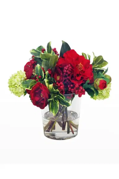 Winward Home Faux Camellia Floral Arrangement in Glass Vase | Thumbnail 2