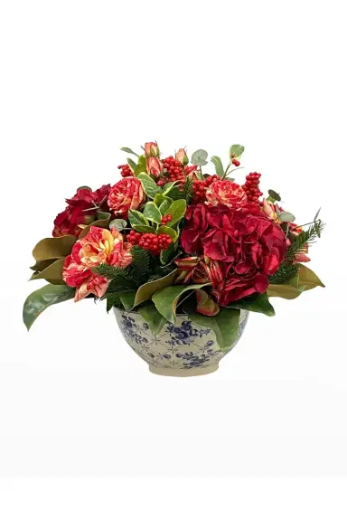Winward Home Faux Rose Berry Floral Arrangement in Bowl | Thumbnail 2