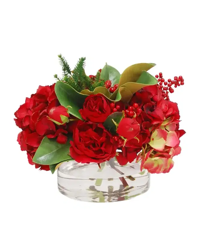 Winward Home Faux Hydrangea Mix Berry Floral Arrangement in Vase