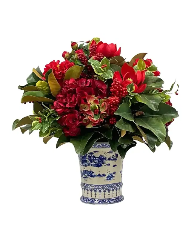 Winward Home Faux Hydrangea Floral Arrangement in China Pot