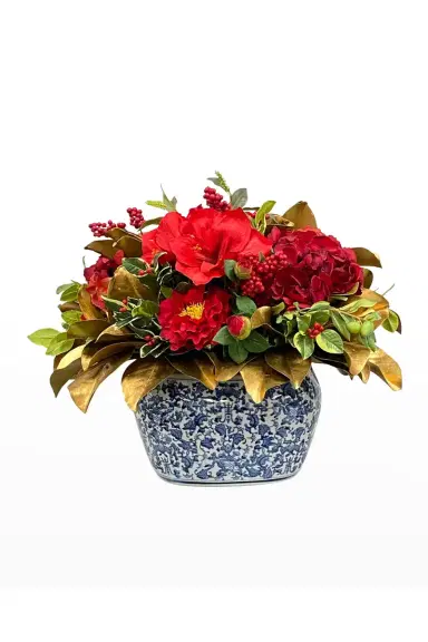 Winward Home Faux Amaryllis Holly Floral Arrangement in Planter | Thumbnail 2