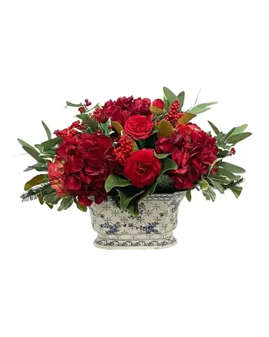 Winward Home Faux Camellia Holly Floral Arrangement in Vase | Thumbnail 1