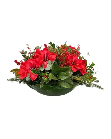 Winward Home Faux Amaryllis Berry Floral Arrangement in Basket | Thumbnail 1