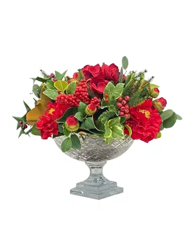 Winward Home Faux Camellia Berry Floral Arrangement in Vase | Thumbnail 1