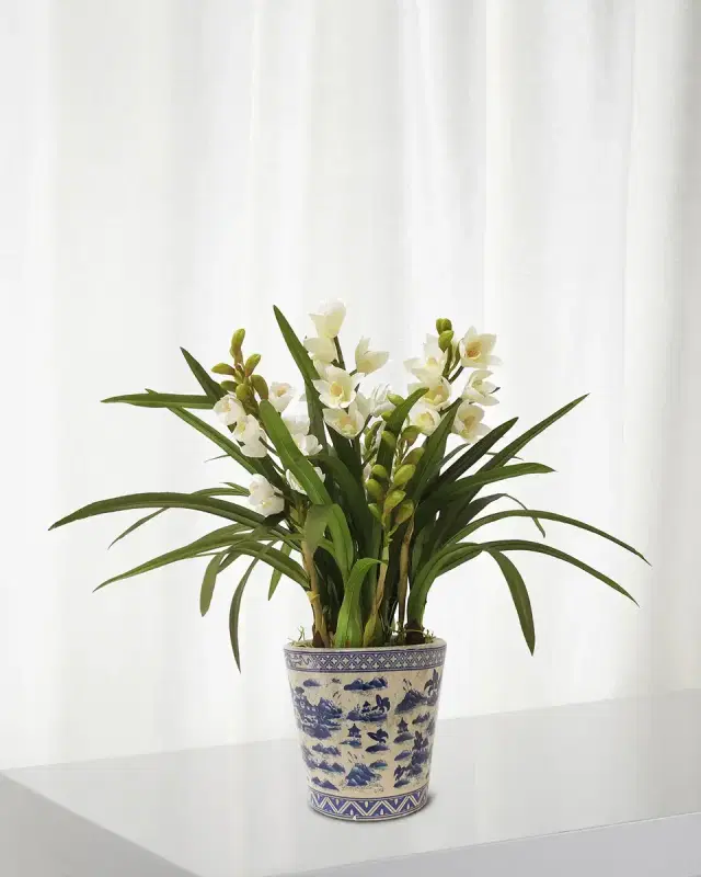 Winward Home Faux Cymbidium Orchids w/ Pot