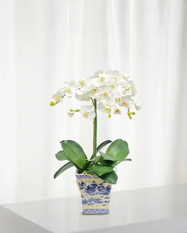 Winward Home Faux Phalaenopsis Orchids in Pot | Thumbnail 1