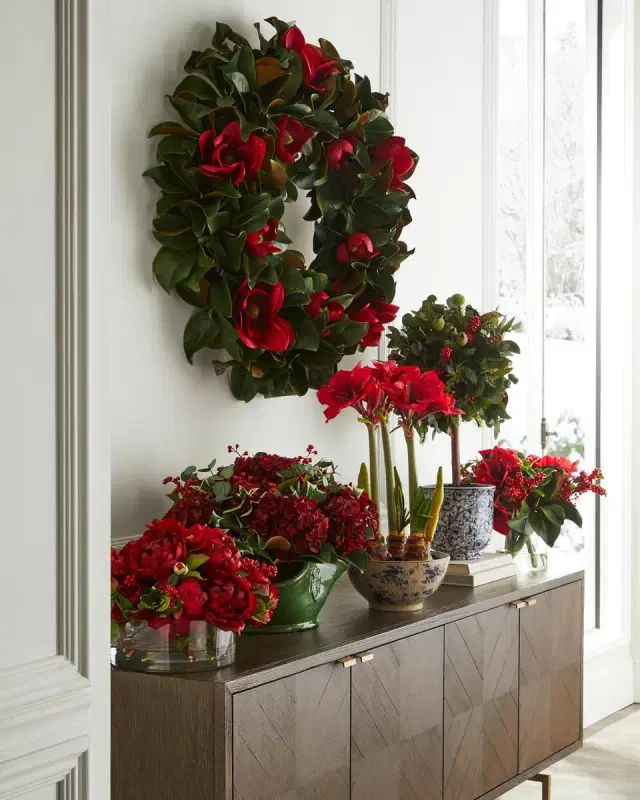 Winward Home Amaryllis & Holly In Vase