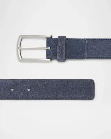 Zegna Men's Triple Stitch Leather Belt | Thumbnail 2