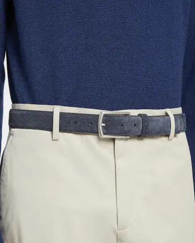 Zegna Men's Triple Stitch Leather Belt | Thumbnail 3