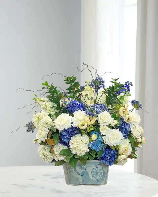 Winward Home Mixed Faux Floral Arrangement in Ceramic Bowl