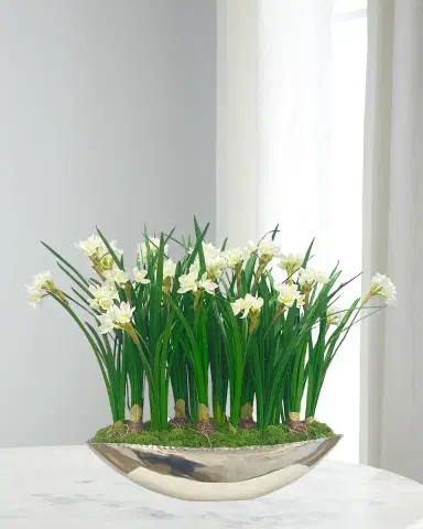 Winward Home Narcissus Faux Plant in Aluminum Vase | Thumbnail 1